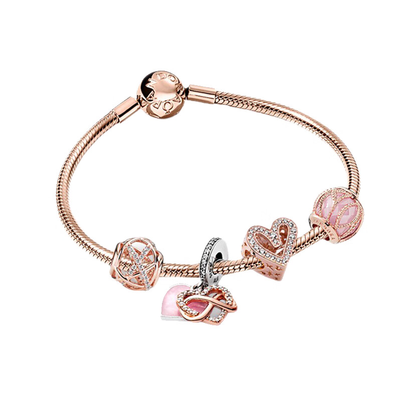 潘多拉 玫瑰金色多元素手链
