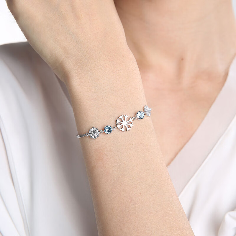 卡蒂罗 韩版雪花纯银手链