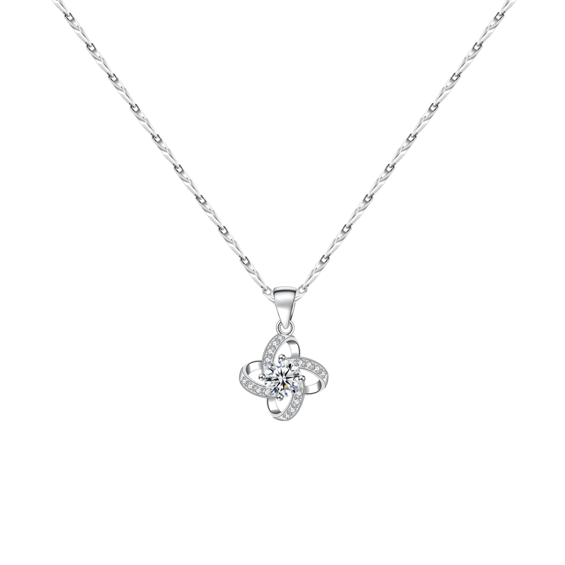 奢蒂 四叶草锆石银项链