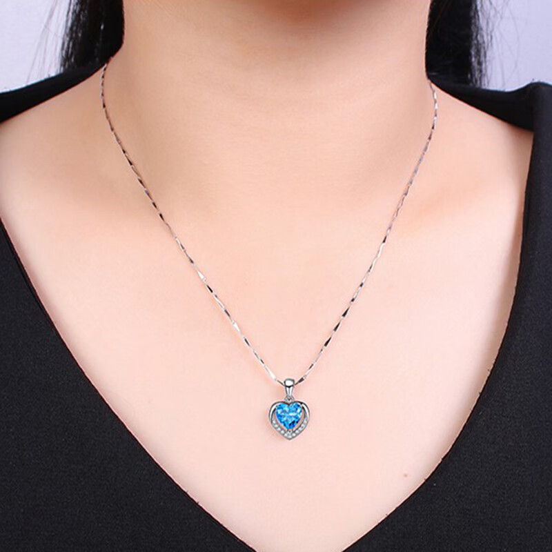 11银饰 纯银爱心项链