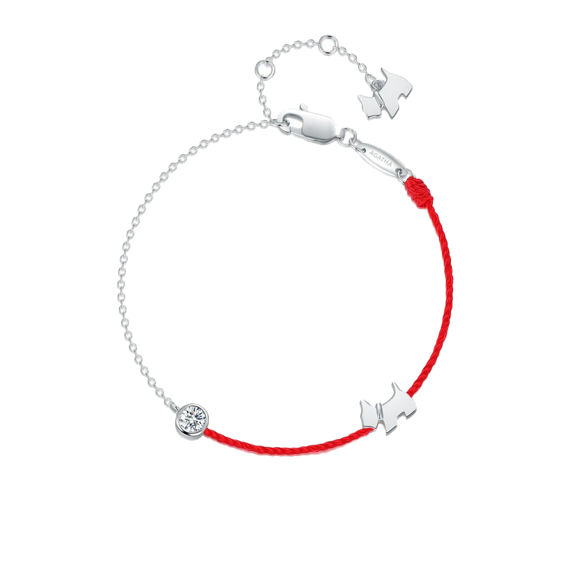 AGATHA 红绳带钻银手链