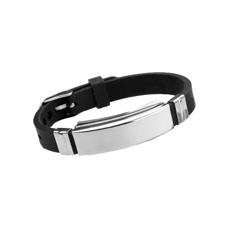 钻艺不锈钢硅胶手链