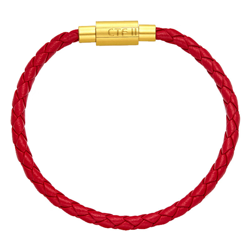 周大福镀金皮质手绳