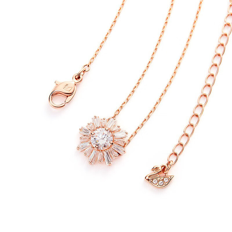 施华洛世奇 玫瑰金花朵项链