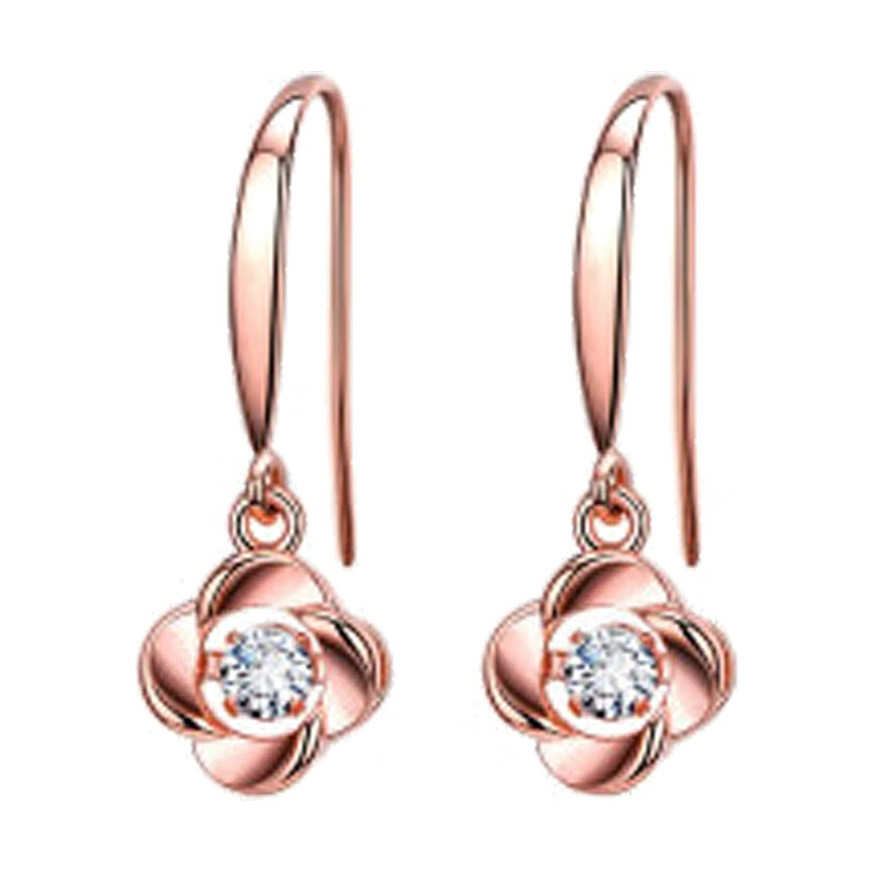 MyMiss玫瑰金色四叶草耳饰