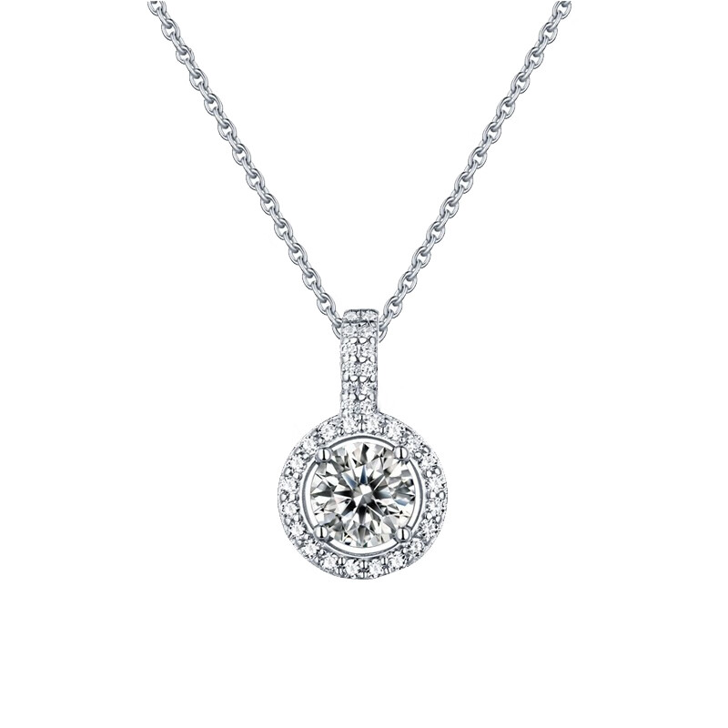 知尊 莫桑石群镶吊坠项链