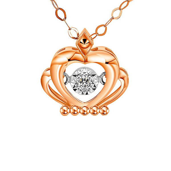 黛洛奇心形皇冠玫瑰金镶钻项链