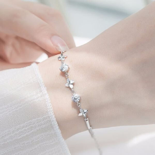 沫兰 四叶草纯银手链