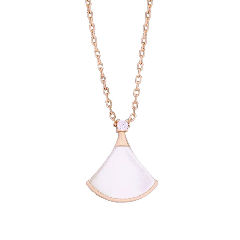 劳拉图 小裙子扇形白贝母项链