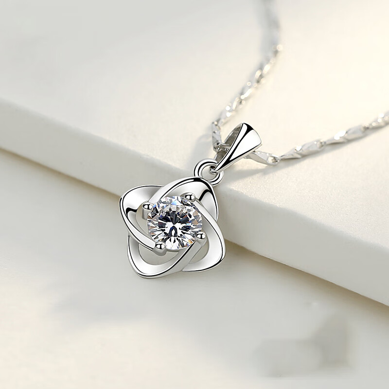 唯一 四叶草情侣银项链