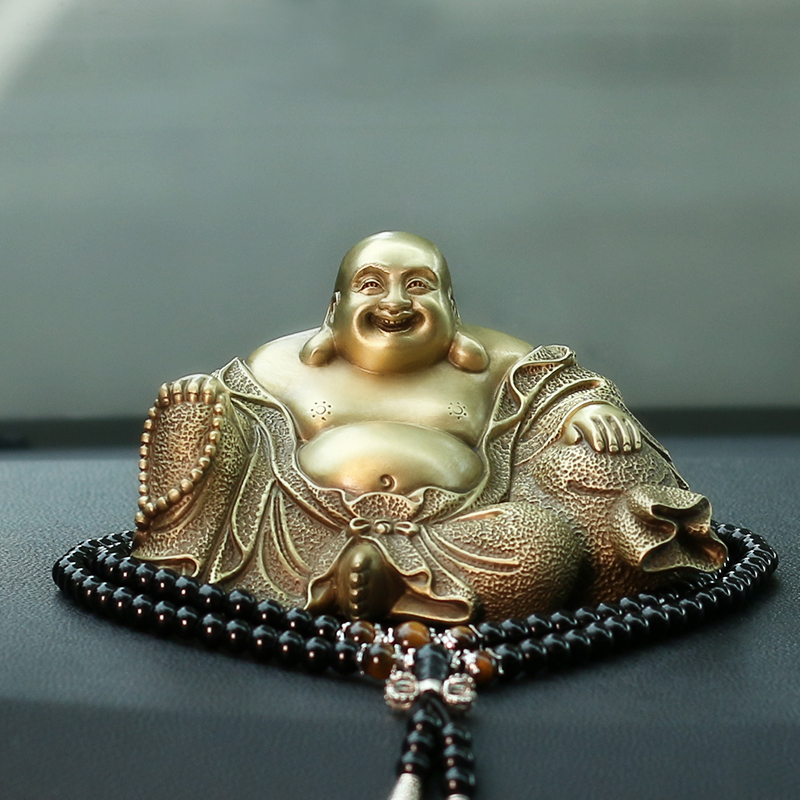 铜臻 高档弥勒佛汽车摆件