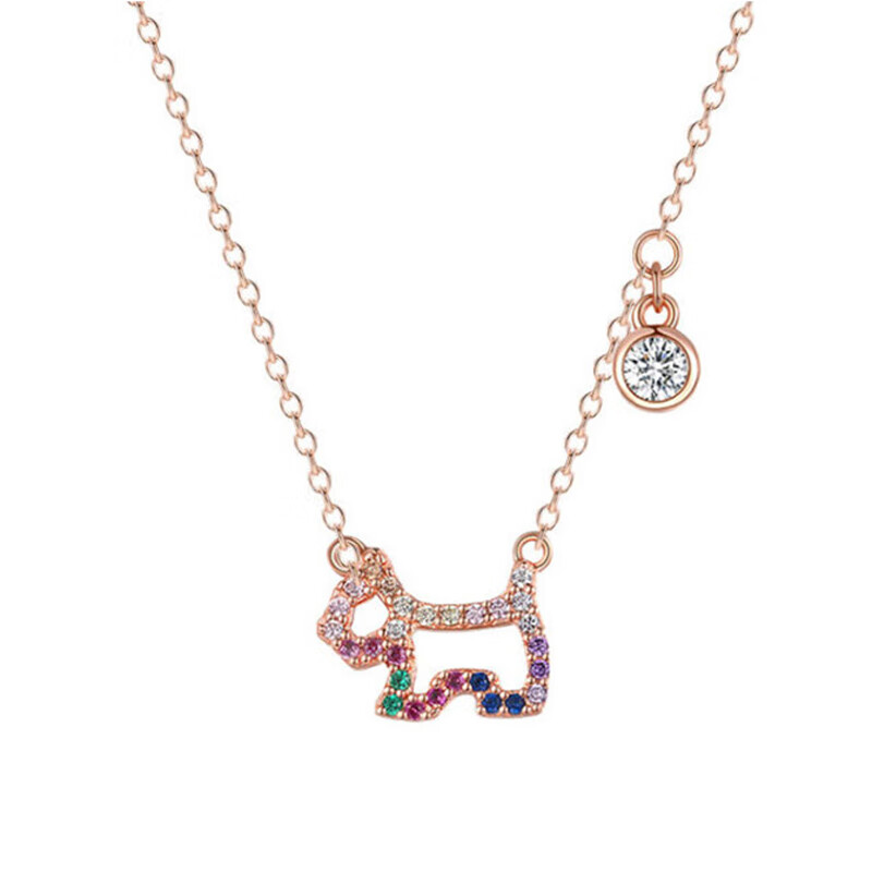 AGATHA 彩虹小狗项链