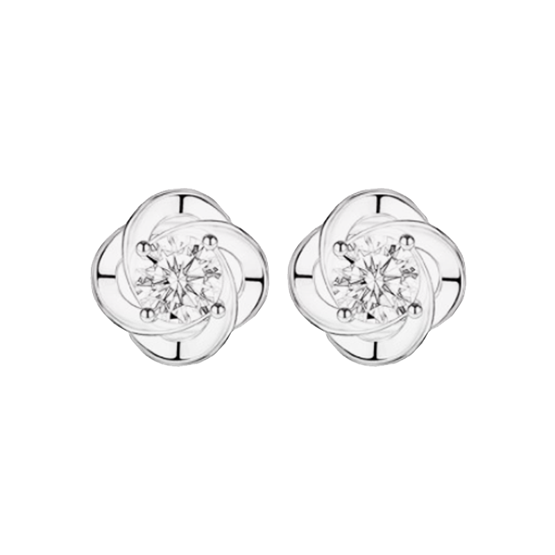 银千惠 四叶草锆石耳饰