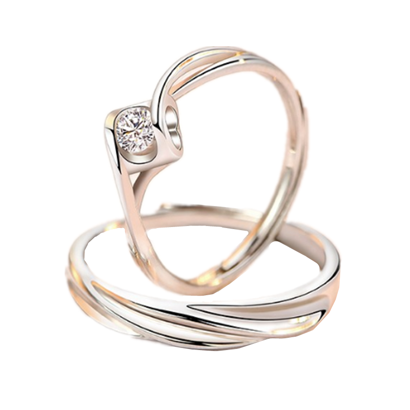 卡蒂罗经典款锆石镶嵌情侣对戒