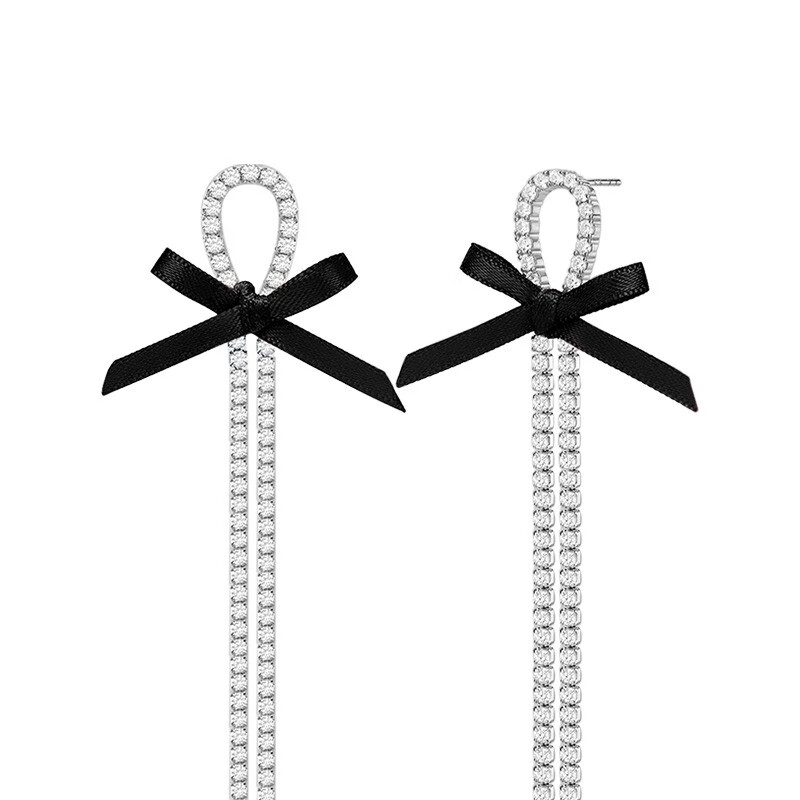 何方珠宝 蝴蝶结流苏 耳饰