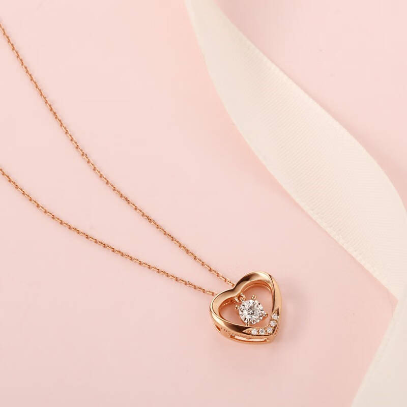 ido18k玫瑰金钻石项链