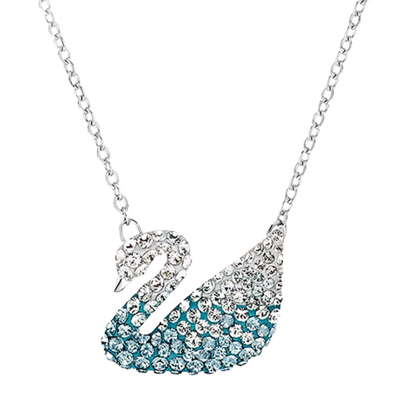 施华洛世奇蓝色渐变天鹅项链