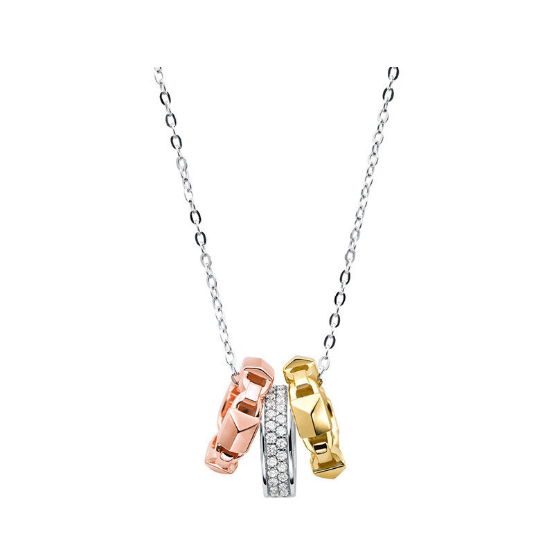 MK 三色链环吊坠项链