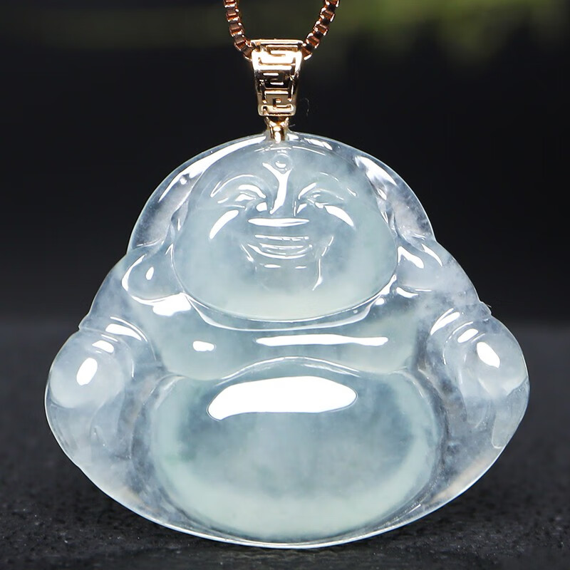 玉友 18K金镶翡翠佛公吊坠