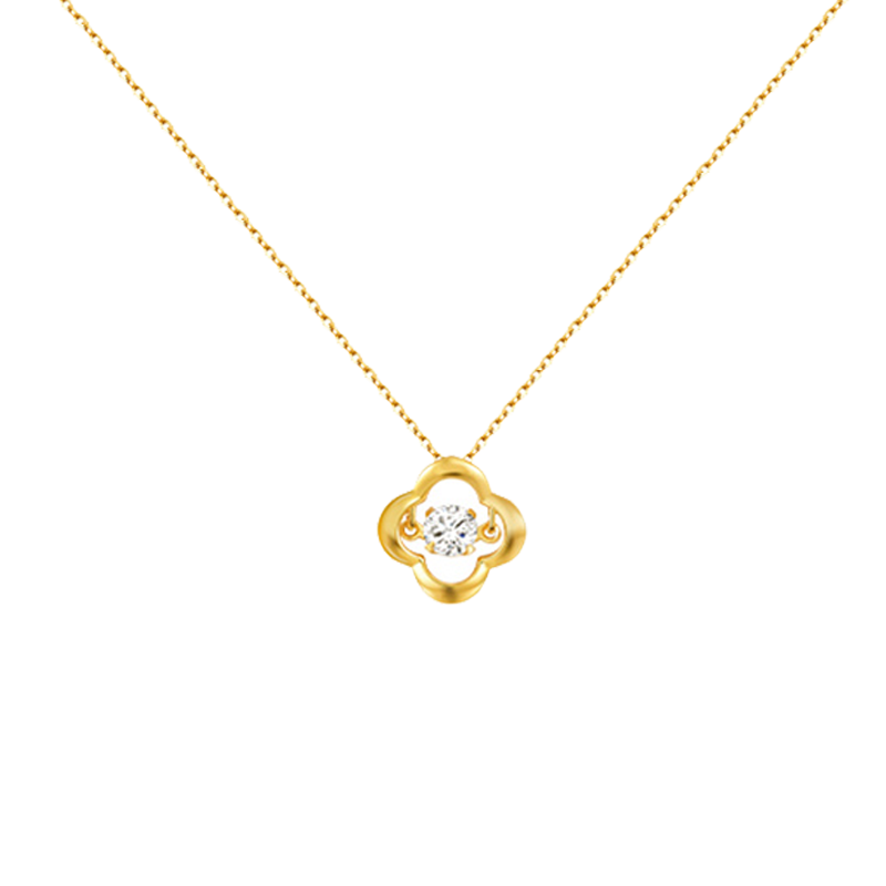 蓝色思维 四叶草锆石项链