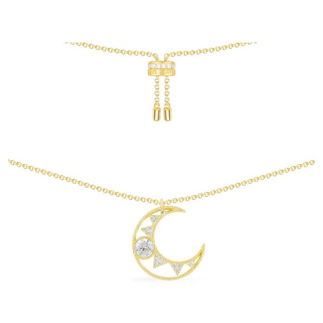 APM 月亮镶钻项链