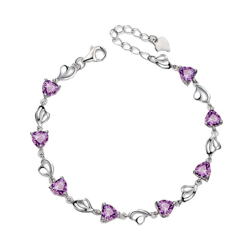 Qlady 爱心紫水晶手链