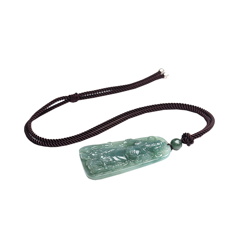 净心石 油青关公 翡翠吊坠