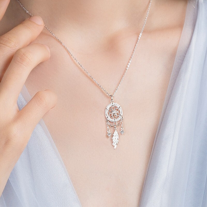 卡蒂罗 捕梦网锁骨银项链