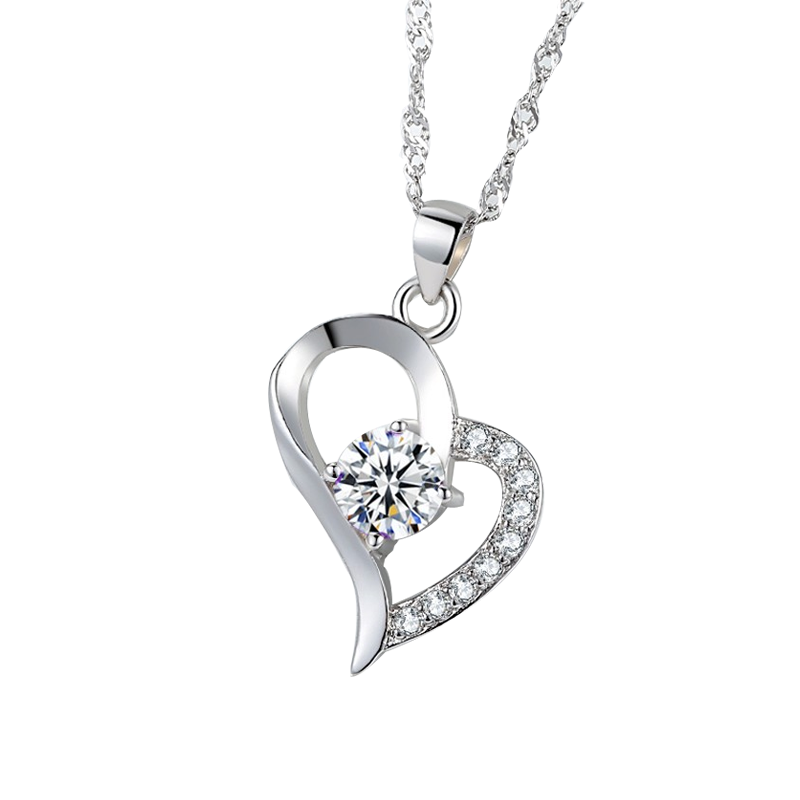 翠登 爱心纯银项链