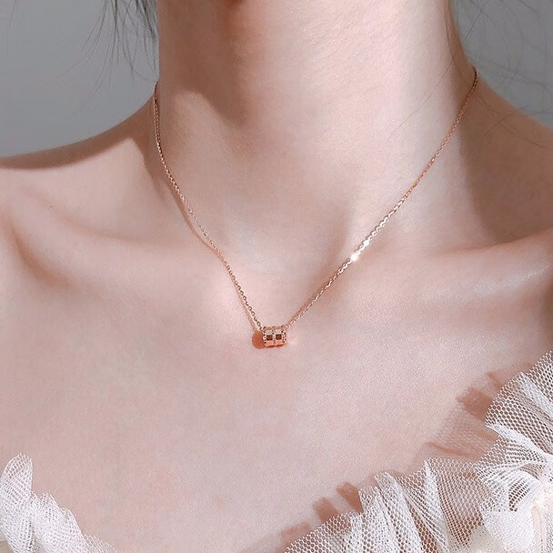 曼蒂娅 玫瑰金色银项链