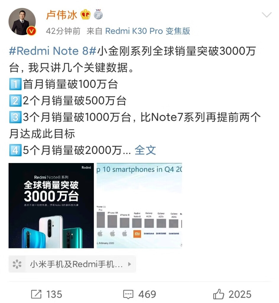 8个月卖3000万台，卢伟冰宣布5月有惊喜，5G进入千元时代？