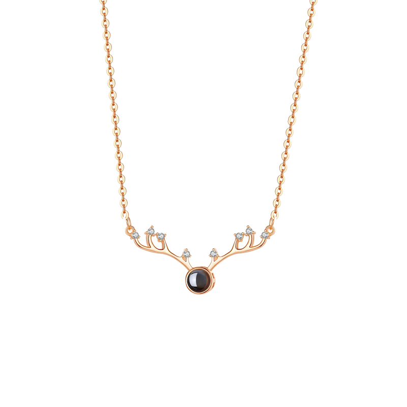 银千惠 微雕投影鹿角项链