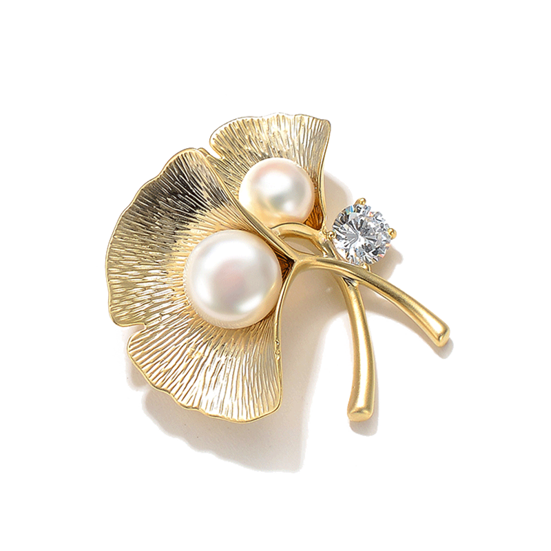 伊黛儿 哑金银杏叶胸针