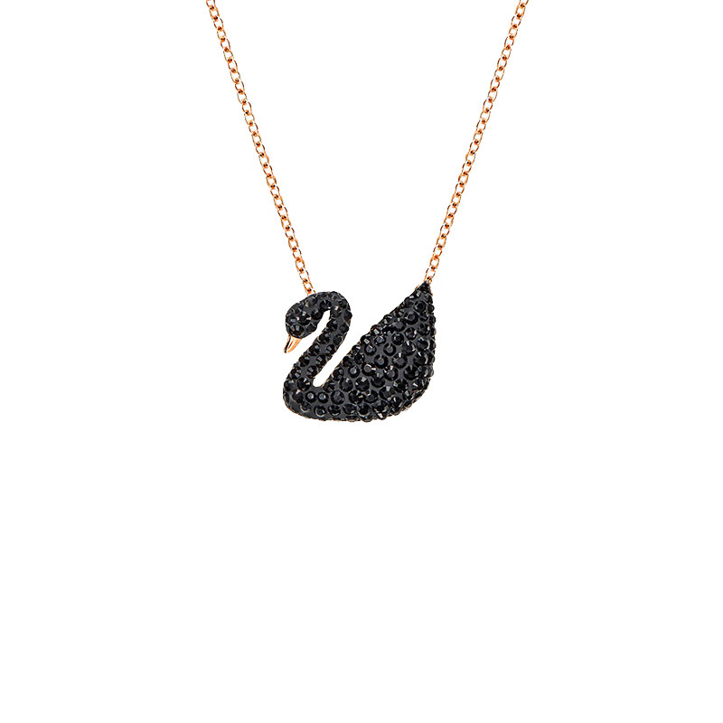 施华洛世奇 黑天鹅玫瑰金色项链