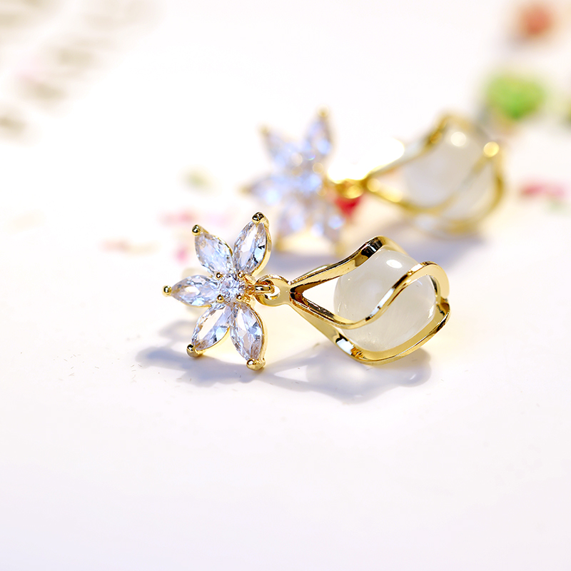 晓色 猫眼石水滴时尚耳饰