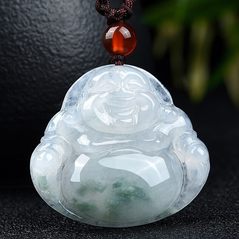 执玉珠宝 飘花玉佛 翡翠吊坠