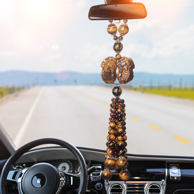 陌龙虎眼石双貔貅挂件