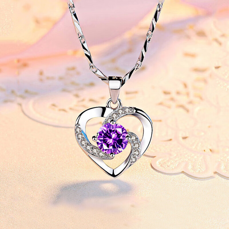 建禄 爱心形吊坠项链