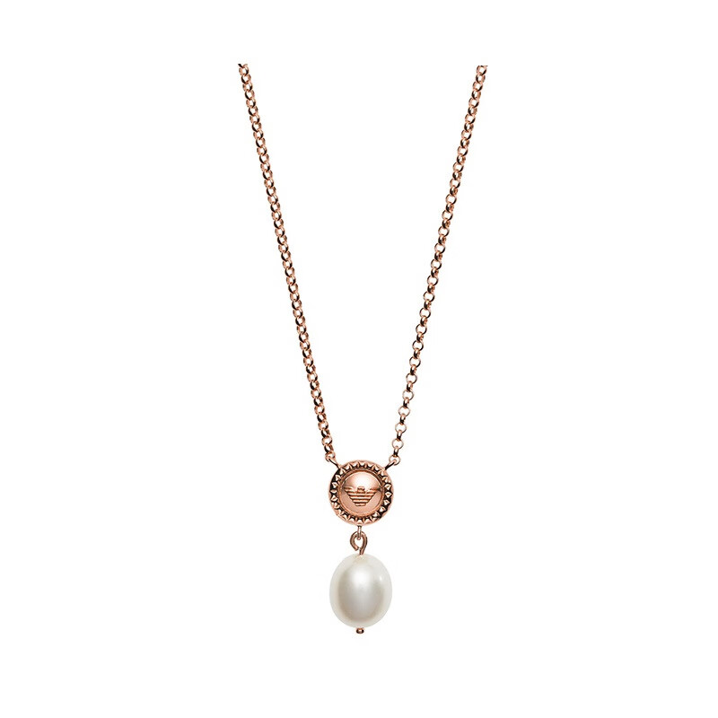 阿玛尼 玫瑰金色银质珍珠项链
