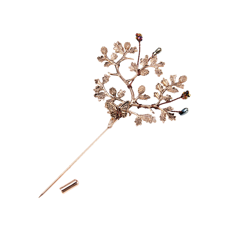 茜子 花朵树枝 胸针