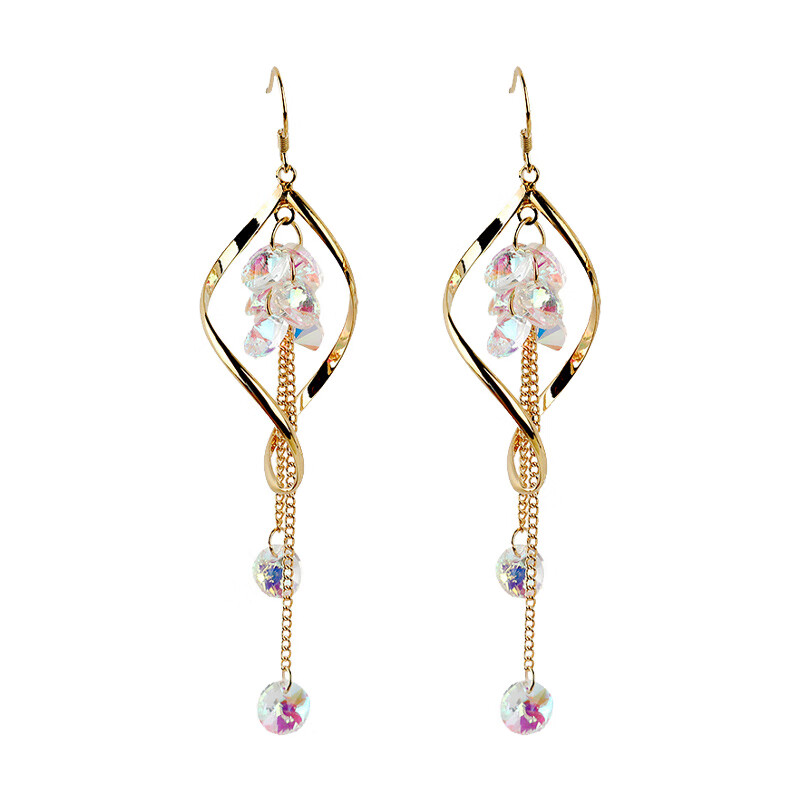 伊黛儿 水晶流苏耳饰