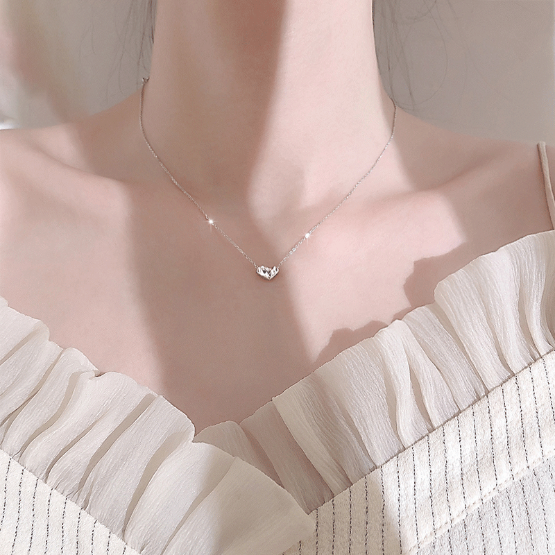 伊黛儿 立体双面爱心银项链