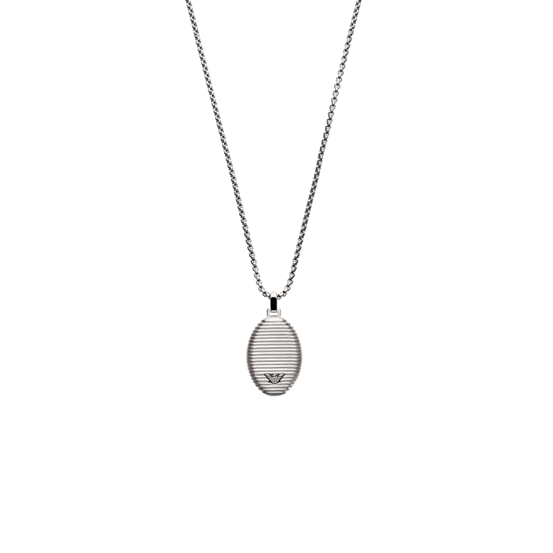 阿玛尼 银色椭圆形 项链