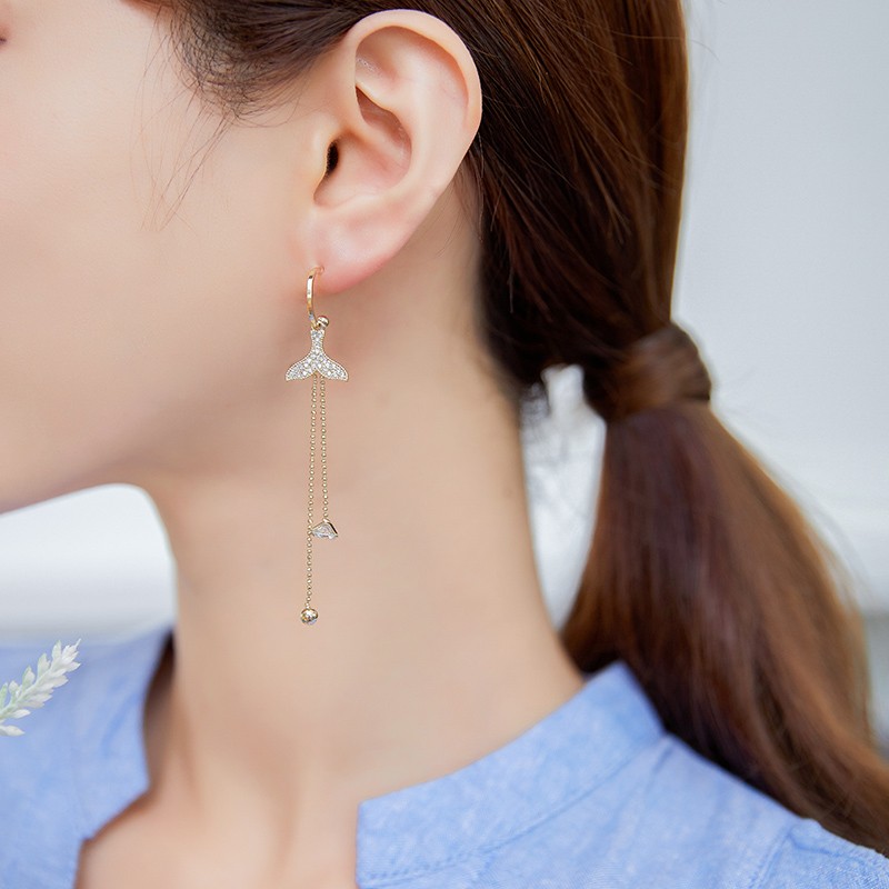 QIMEILA 鱼尾流苏耳环