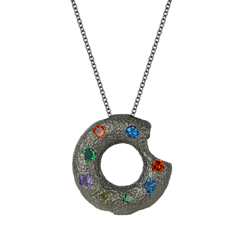 Orange Cube锆石项链