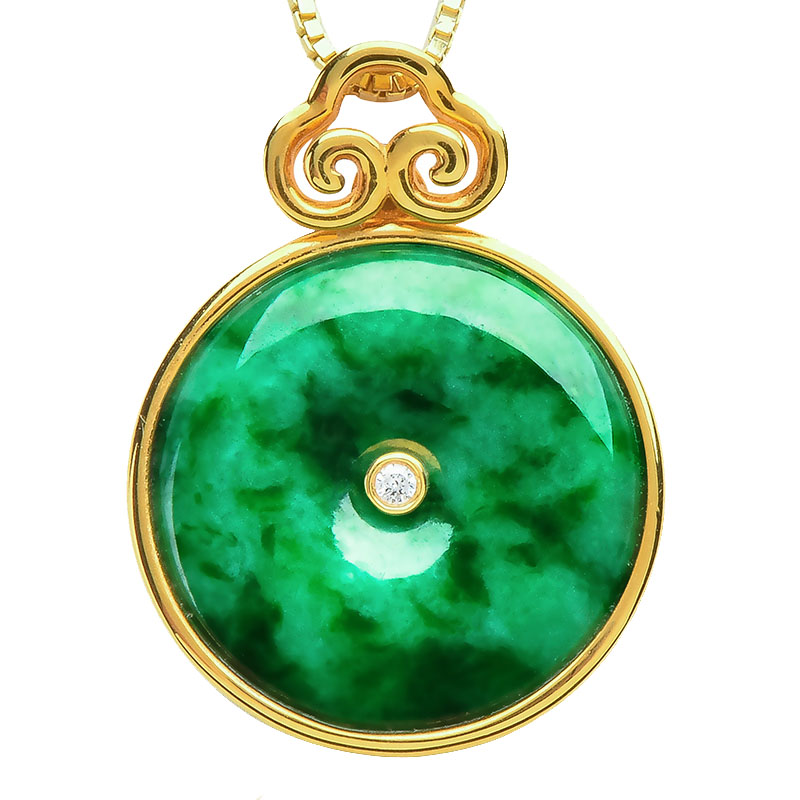 绿翠玉楼 满绿飘花翡翠吊坠