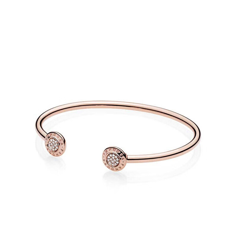 潘多拉 玫瑰金经典开口式 手链