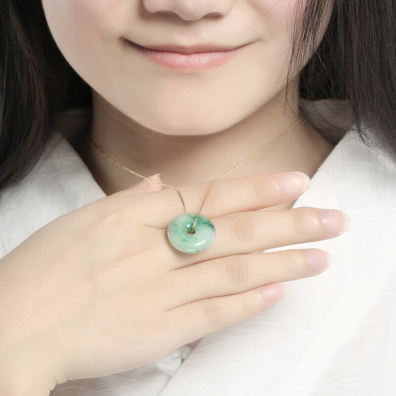 凤禧珠宝 翡翠玉坠平安扣吊坠