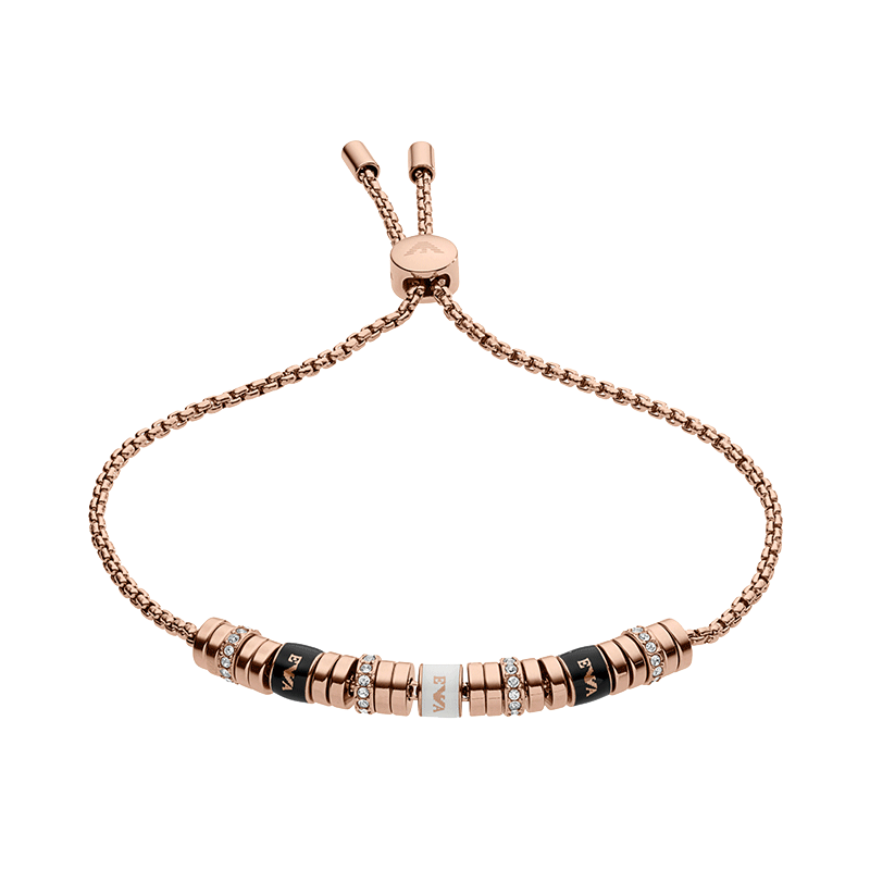 阿玛尼 玫瑰金镶钻串珠 手链