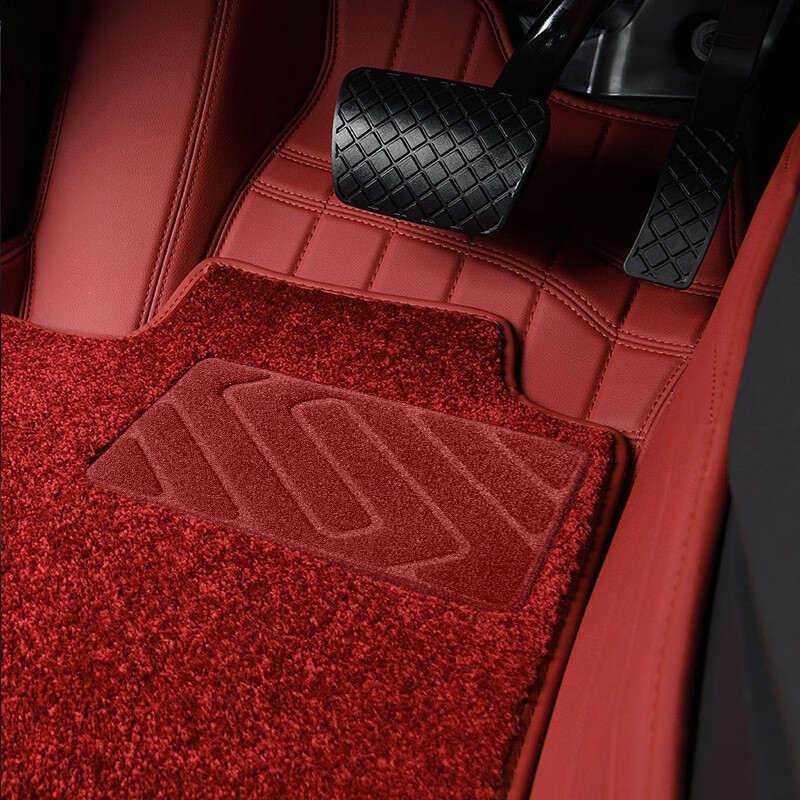 尊影 生态皮中国红丝绒脚垫